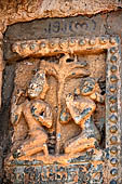 Old Bagan Myanmar. The Mingala Zedi. Well-preserved glazed Jataka plaques. 